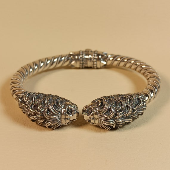 Bracelet with lion heads, handmade, in sterling silver 925