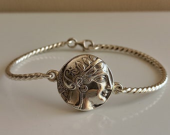 Bracelet with Athenian Tetradrachm coin in sterling silver 925