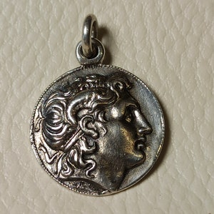 Pièce de monnaie grecque antique de Thrace, reproduction du tétradrachme de lusimaque en argent massif 925