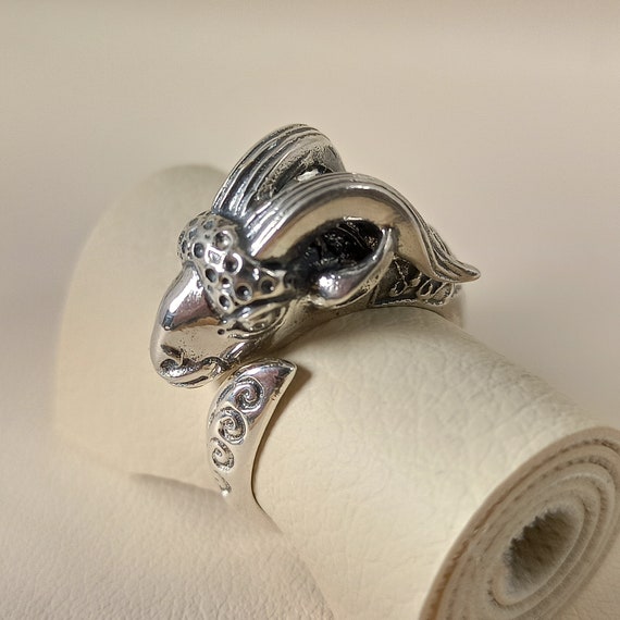 Ring with capricorn ( goat ) head in sterling silver 925