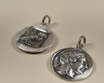 Coin pendant of Goddess Athene made of sterling silver 925