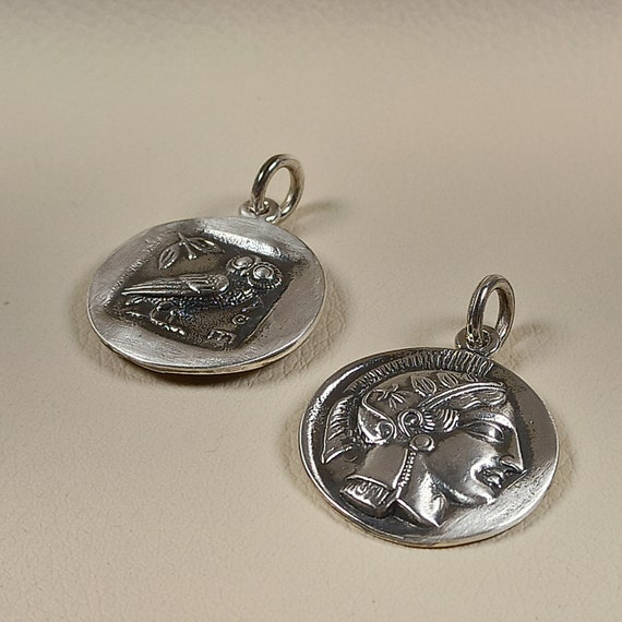 Coin pendant of Goddess Athene made of sterling silver 925