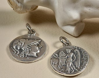 Sterling Silver 925 Stater Coin Pendant - Babylonian Athena & Nike