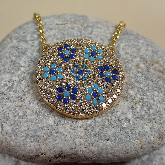 Necklace decorated with flowers with AAAAA Quality cubic zirconia stones in gold plated sterling silver 925