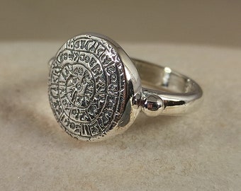 Ring with Phaistos disc in sterling silver 925