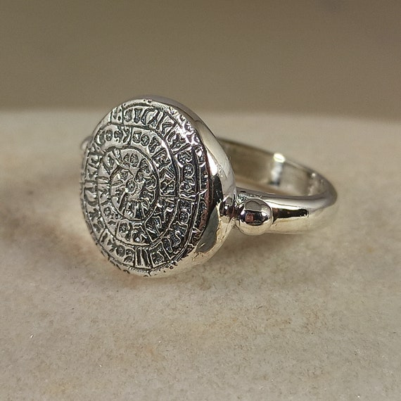 Ring with Phaistos disc in sterling silver 925