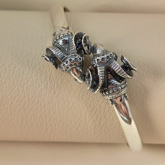 Ram heads bracelet in sterling silver 925,  Sterling silver 925 bracelet with ram heads,  Bracelet with ram heads in sterling silver