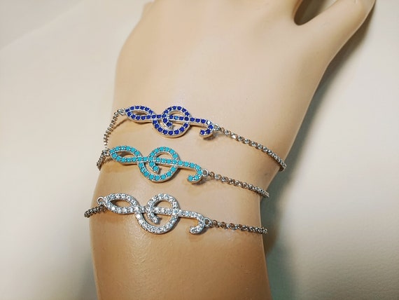 Clef treble G bracelet, Elegant gift for a musician, Silver clef treble G bracelet, Silver bracelet