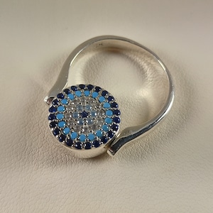 Reversible ring two in one,with evil eye and coin of Alexander the Great in sterling silver 925