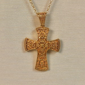 Greek Byzantine Orthodox cross in gold plated sterling silver 925