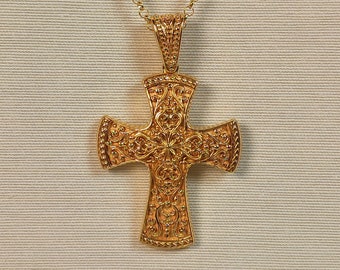 Grieks-Byzantijns-orthodox kruis in verguld sterlingzilver 925