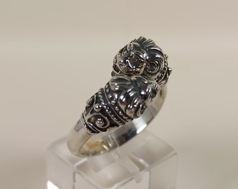 Lions head ring in sterling silver 925