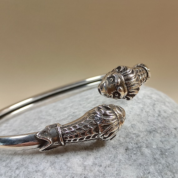 Lion head braceler in sterling silver 925