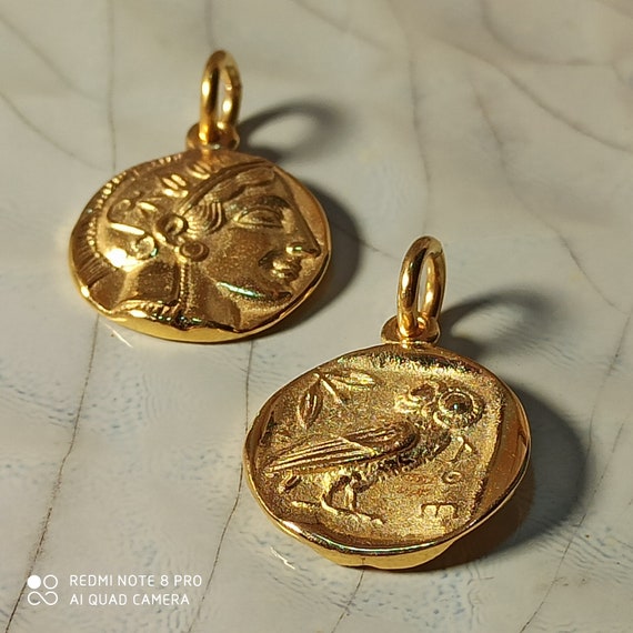 OWL OF ATHENA 18k Gold Coin Pendant Necklace | INXSKY