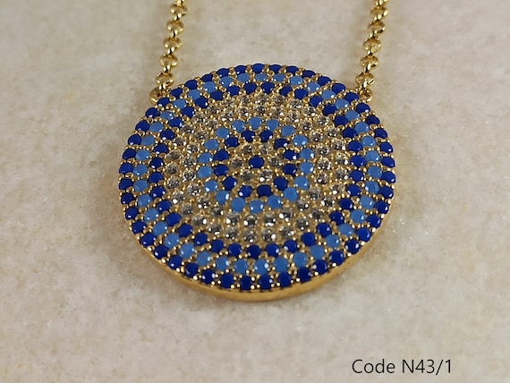 Evil eye necklace with AAAAA Quality different colors cubic zirconia stones in sterling silver 925