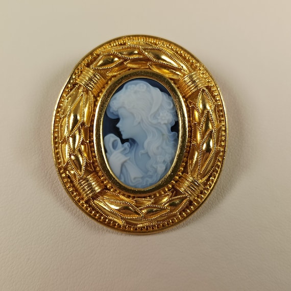 Brooch and pendant with cameo in ancient Greek style in solid gold 22carat