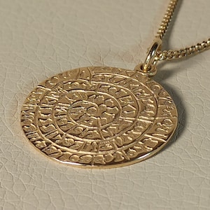 Phaistos Disk  pendant made of 14 K solid yellow gold