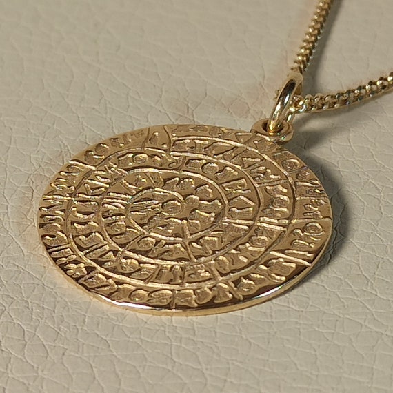 Phaistos Disk  pendant made of 14 K solid yellow gold