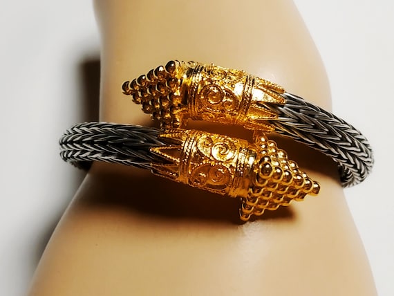 Sterling silver bracelet,Silver hand knitted bracelet ,Museum copy knitted silver bracelet,Greek ancient style bangle,