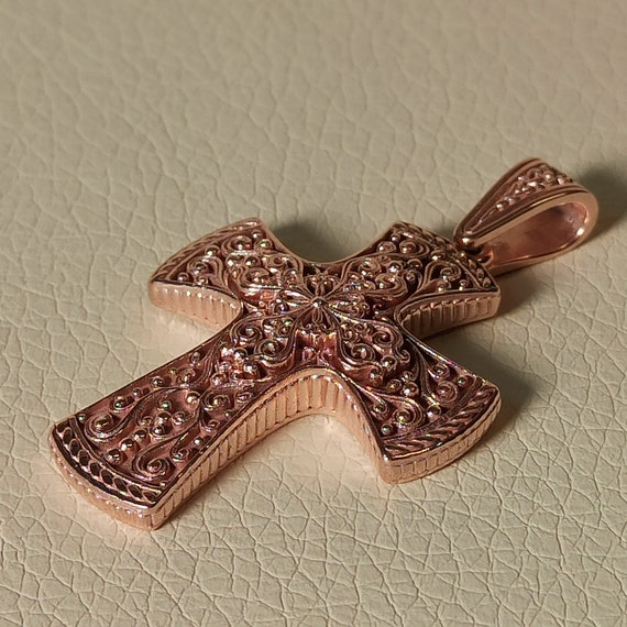 Greek Byzantine style cross , made of 14K solid rose gold