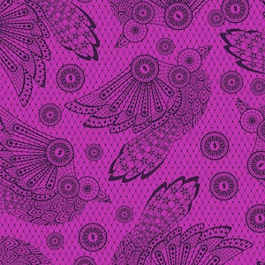 Tula Pink - Night Shade Deja Vu Raven Lace Fabric