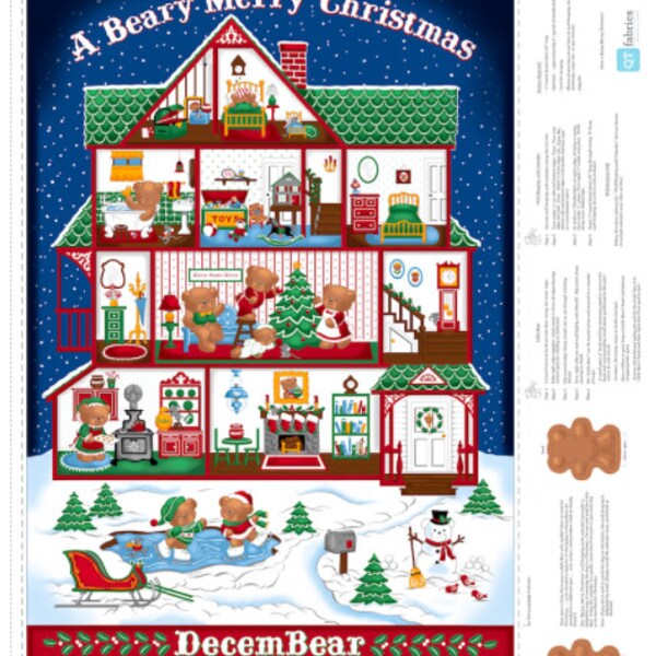 Beary Merry Christmas Advent Calendar Panel - QT Fabrics Quilting Treasures - Sew N Go VIII