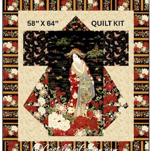 Geisha Panel Kimono Quilt Kit - Kyoto Stoff 150 &quot;x 64&quot;