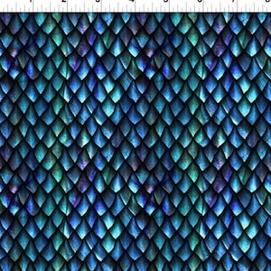 May include: A seamless pattern of blue, green, and purple iridescent scales. The scales are arranged in a repeating pattern, creating a textured and shimmering effect.