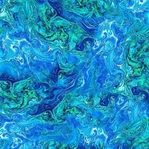 Mármol abstracto azul que brilla en la naturaleza para telas Timeless Treasures
