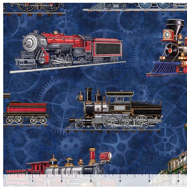 Locomotion - TRAINS TOSS by Dan Morris for QT Fabrics - 17 1/2 inches