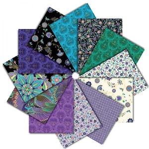 Empress - FQ pretagliati e quadrati da 10" di Chong a Hwang per tessuti Timeless Treasures