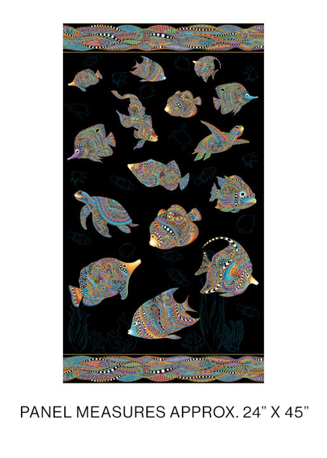Hooked on Fish Senic Panel Black by Ann Lauer for Benartex - Etsy
