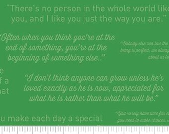 2 yards Mister Rogers' Neighborhood® Quotes Green