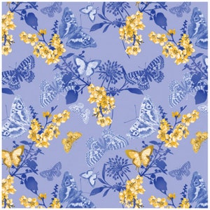 Maison des Fleurs ~ Butterfly Belle Blue by Benartex