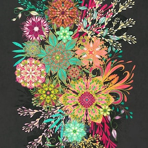 Calixta Bouquet - 25&quot; x 44&quot; PANEL Christiane Marques for Robert Kaufman Fabrics