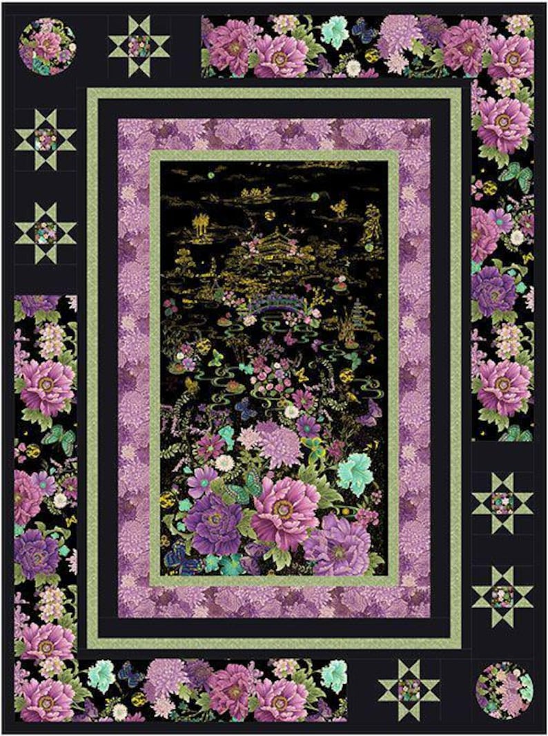 Shizuka ~ Packed Asian Floral Metallic by Chong a Hwang for Timeless ...