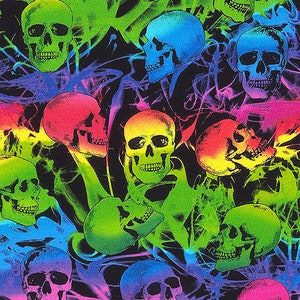 Rainbow Skulls & Smoke - Multi color by Timeless Treasures