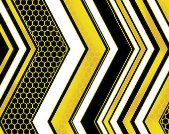 Buzzworthy Metallic Buzzing Chevron Black/Gold by Benartex