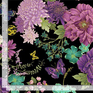 Shizuka ~ Asian Floral & Butterflies Metallic by Chong a Hwang for ...