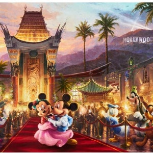 Disney Dreams Mickey And Minnie In Hollywood 36&quot; Panel by Thomas Kinkade for David&#39;s Textiles