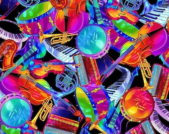 Jazz Musical Instruments by Chong a Hwang for Timeless Treasures Fabrics