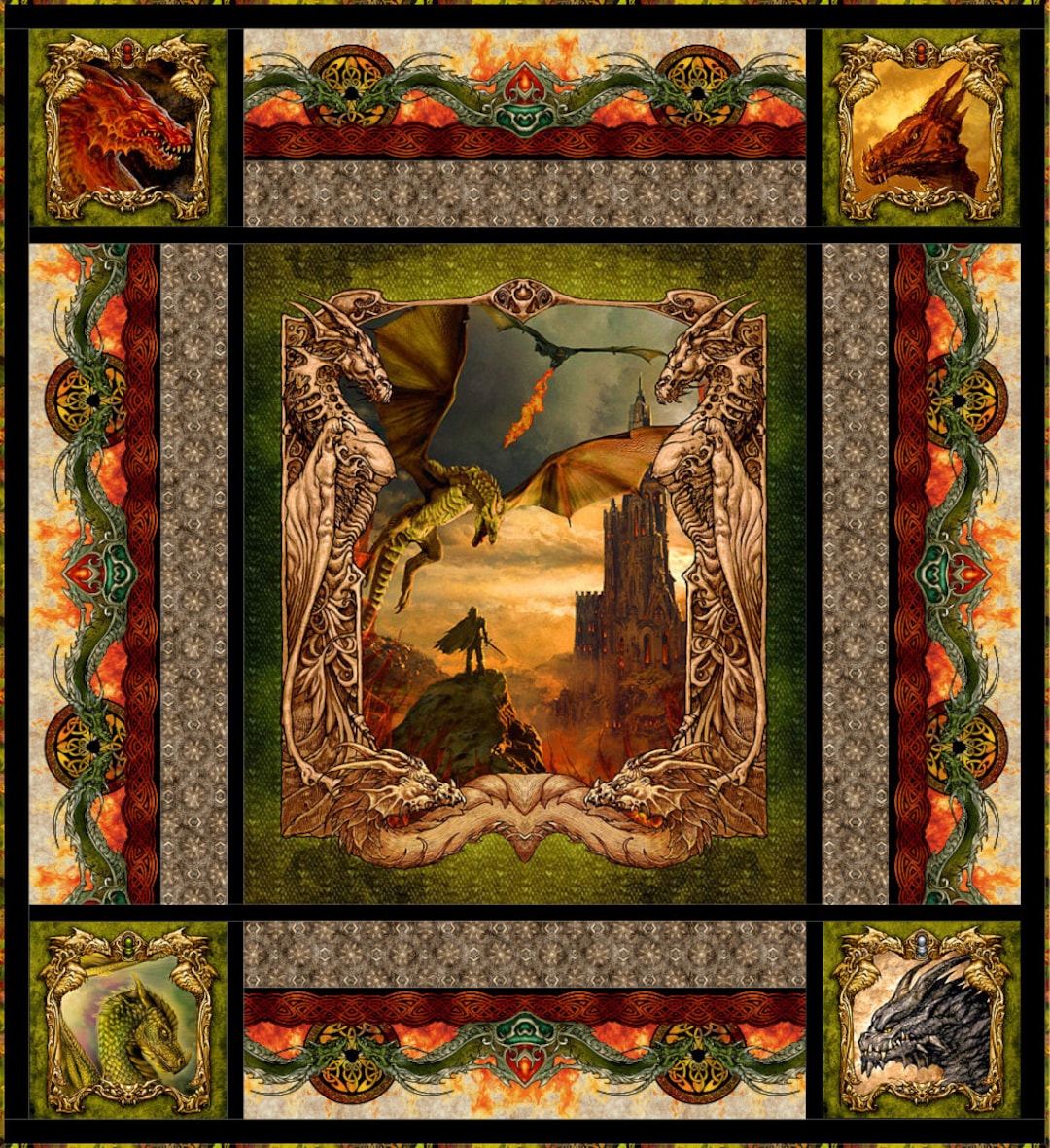 Dragon Lap Quilt Kit the Ancients in the Beginning Fabrics Etsy