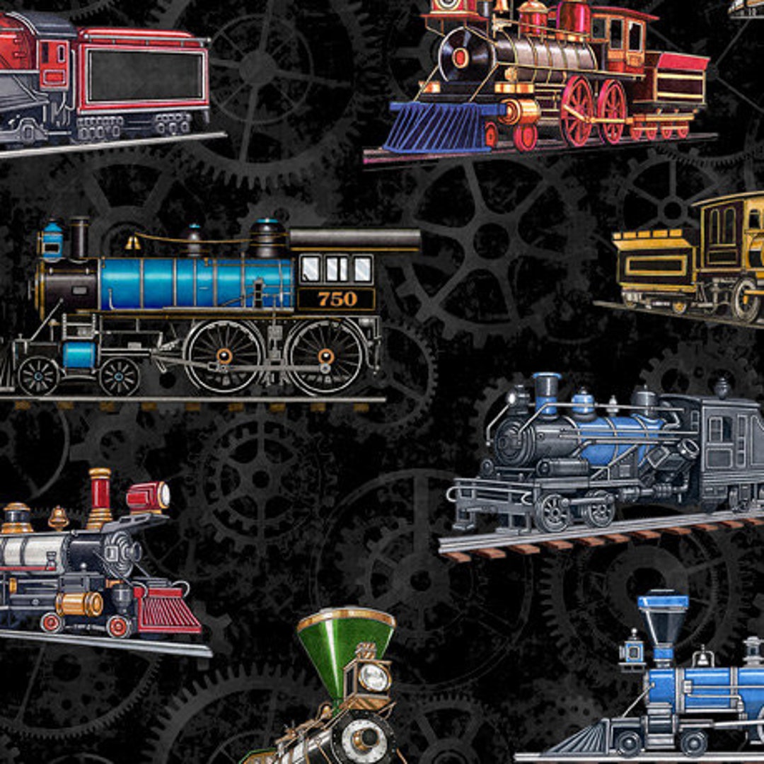Locomotion TRAINS TOSS by Dan Morris for QT Fabrics - Etsy Canada