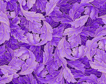 Luminous - Fancy Acanthus Scroll Metallic - Purple by Chong a Hwang for Timeless Treasures