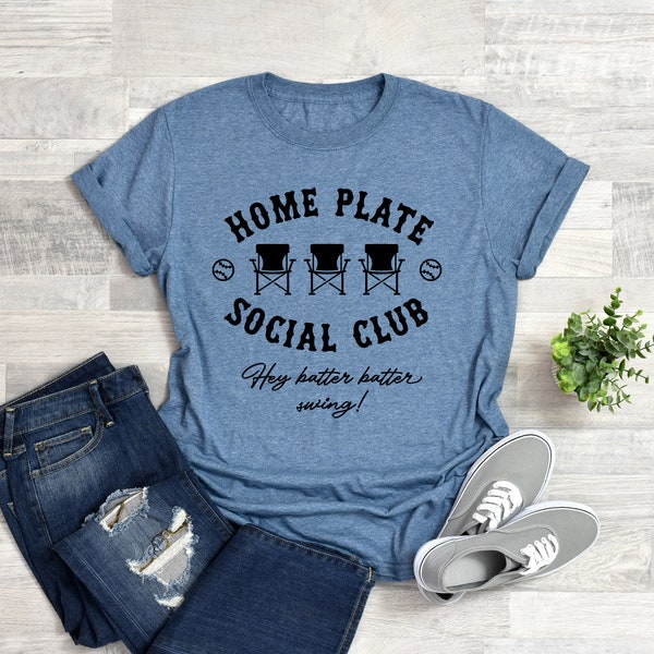 Home Plate Social Club T-Shirt, Baseball Mom, Hey Batter Batter, Sideline, Sublimation