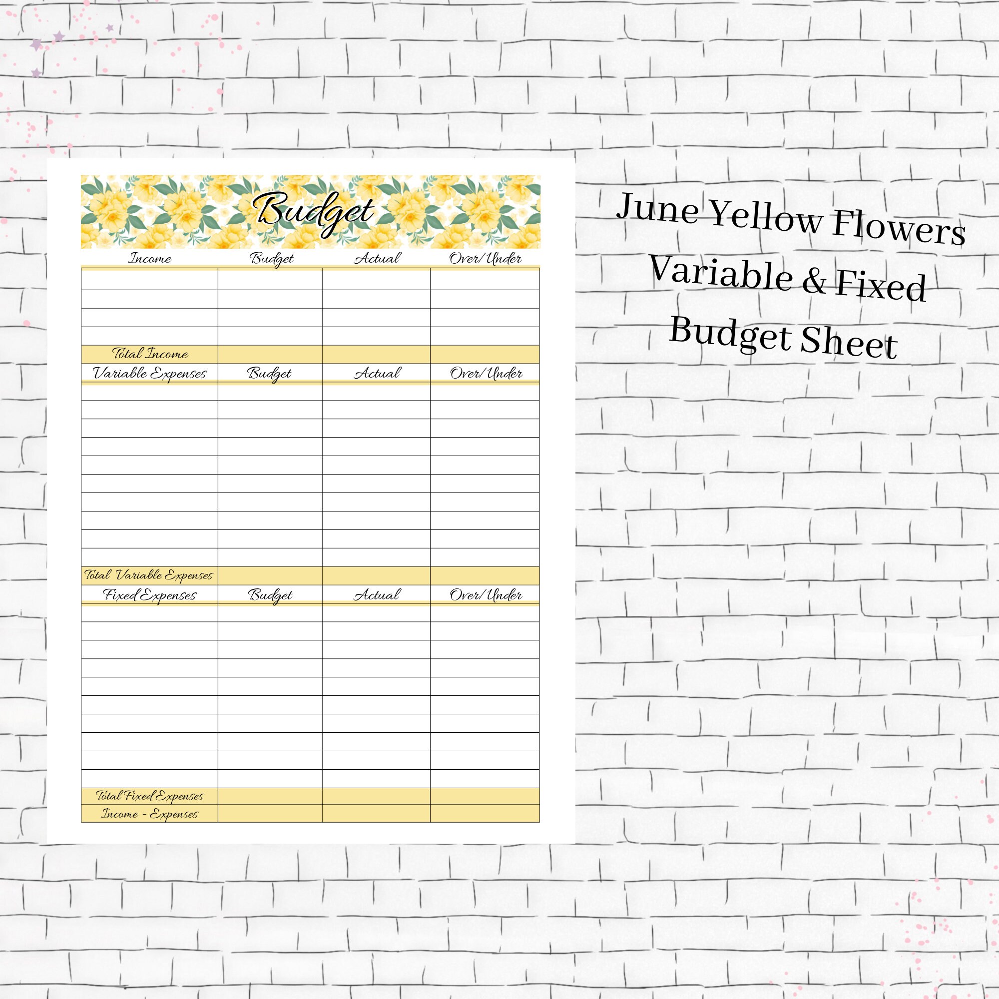 Paper Paper & Party Supplies VariableFixed Expenses Budget Sheet etna