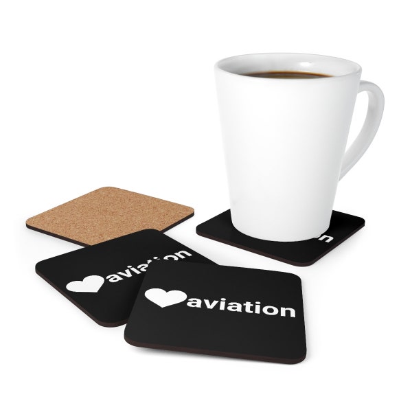 J’adore Aviation Corkwood Coaster Set | Cadeau d’avion, cadeau de pilote, cadeau d’aviation