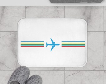 Aviation Bath Mat, Flying Contrails, Pilot Gift