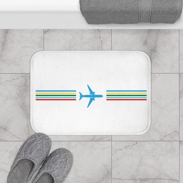 Flying Contrails Bath Mat, Aviation Themed Bathroom Rug - Perfect Pilot Gift, Aviation Gift