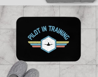 Aviation Bath Mat, Pilot In Training, Microfiber Bathroom Rug